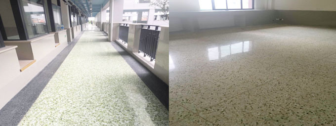 渝兴小学彩色水磨石地坪-走廊及教室